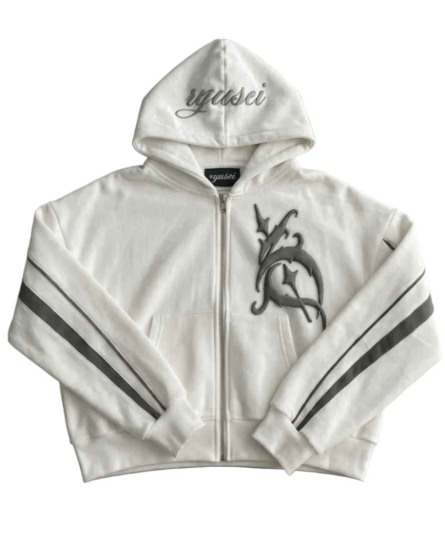 Ryusei Off-White Zip-Up Hoodie