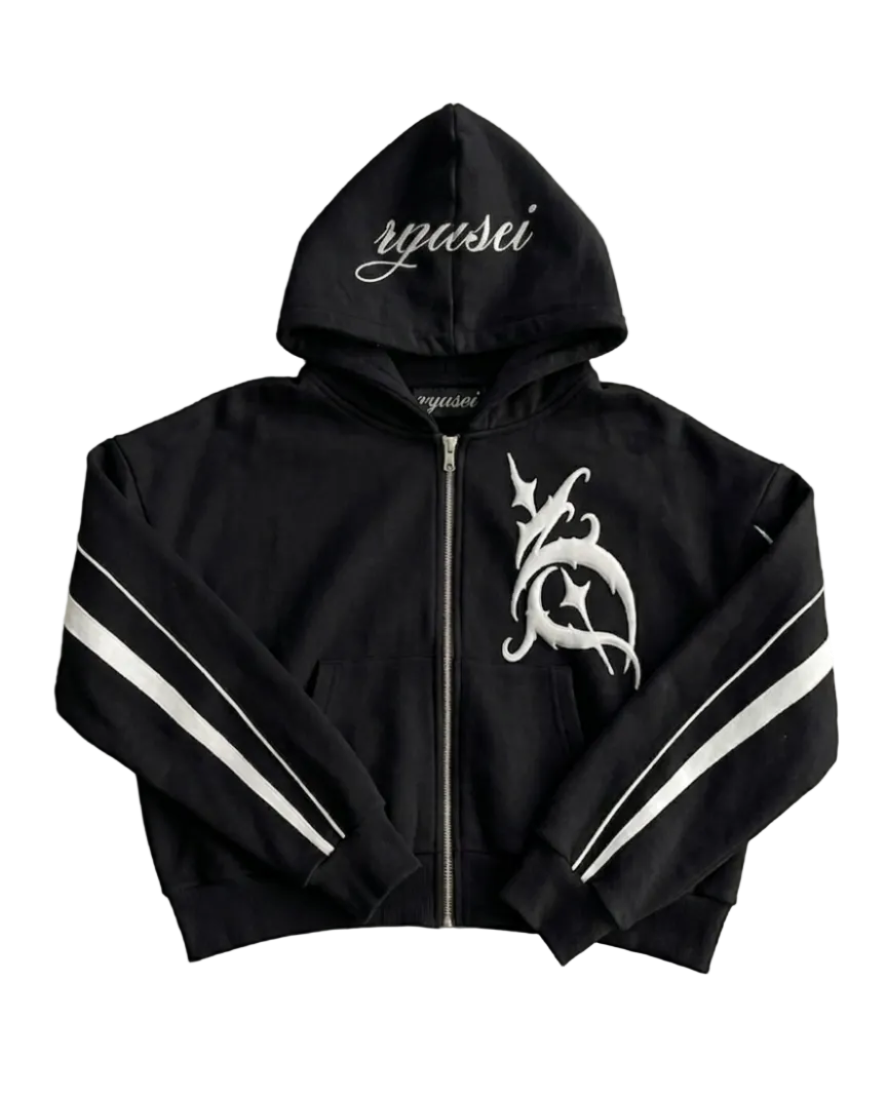 Ryusei Monochrome Kapuzenpullover mit Reißverschluss
